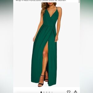 Elegant Deep Green Wrap Maxi Dress for Women